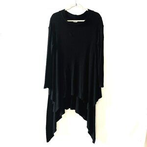 Goldspark Womens Black Long Sleeve Asymmetric Hem Tunic Pullover Sweater Size S